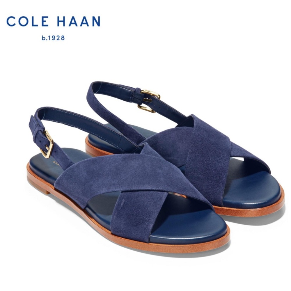 Cole Haan Fernanda Navy Blue Suede Sandals Size 9 1/2